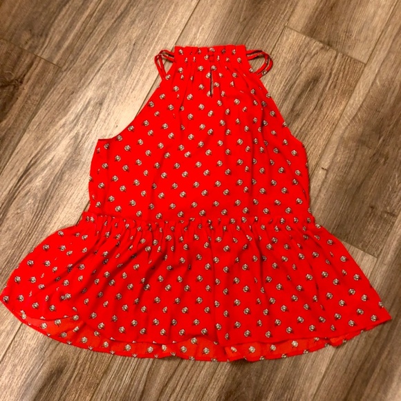 Loft red halter top flutter blouse size XS - Picture 7 of 7